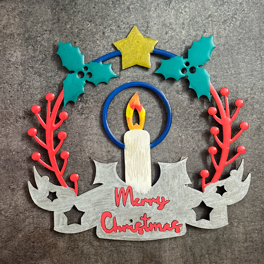 Festive Candle Wreath Wall Hanging