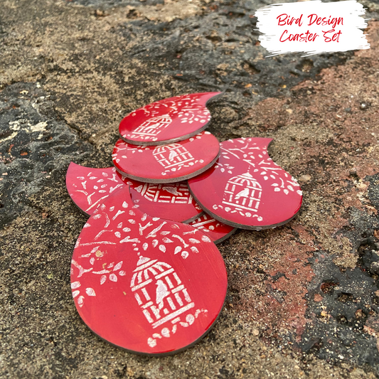 Crimson Bird Coaster Set